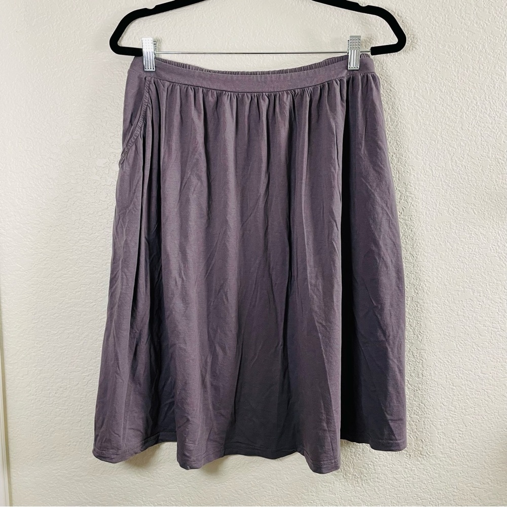 Sundance Gray Jersey Knit Elastic Waist Midi Skirt with Pockets | Size XL - Picture 4 of 4